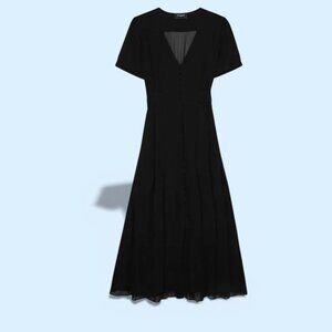 The Kooples Button Front Midi Dress black
